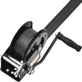VEVOR Hand Winch, 1600 lbs Pulling Capacity, Boat Trailer Winch Heavy Duty Rope Crank with 33 ft Polyester Strap and Two-Way Ratchet