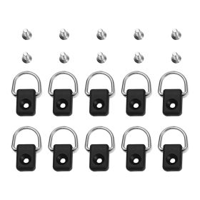 10pcs Black Canoe Kayak Fishing Rigging D Ring With M6 Screws For Bungee Kit Accessory (Option: as picture)