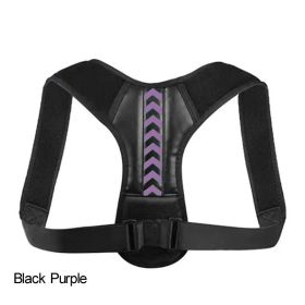 Adjustable Back Shoulder Posture Corrector Belt For Clavicle Spine Support Body Reshape Pain Relief From Neck; Back And Shoulder ( Buy A Size Up (Color: Black Purple, size: XL(80-120KG))